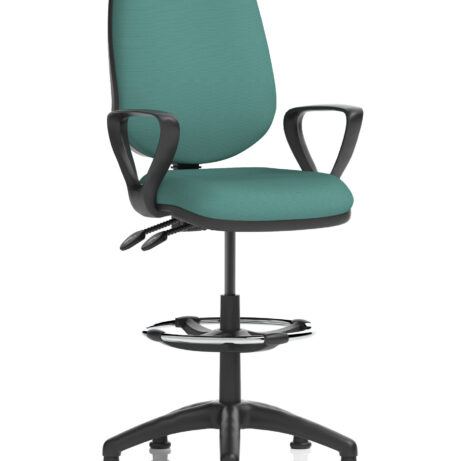 Eclipse Plus II Task Operator Chair in Bespoke Quest Kelp with matching back, equipped with Hi Rise Draughtsman Kit.