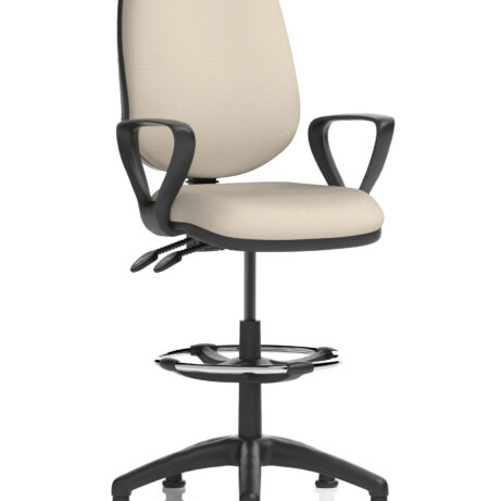 Eclipse Plus II Task Operator Office Chair in Bespoke Quest Salt with matching back and hi-rise draughtsman kit.