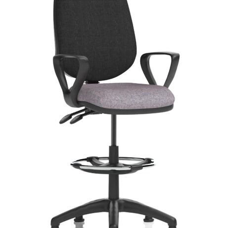 Eclipse Plus II Task Operator Chair, Bespoke Rivet Fuse seat, black back, with Hi Rise Draughtsman Kit.