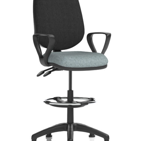 Eclipse Plus II Task Operator Chair, Bespoke Rivet Tensile seat, black back, with hi-rise draughtsman kit.