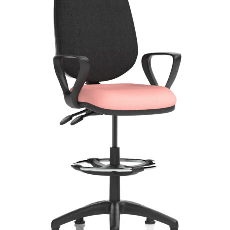 Eclipse Plus II Task Operator Chair, Bespoke Quest Shrimp seat, black back, with Hi Rise Draughtsman Kit.