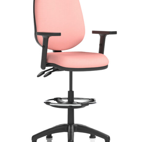Eclipse Plus II Task Operator Chair in Bespoke Quest Shrimp with matching back, featuring a Hi Rise Draughtsman Kit.