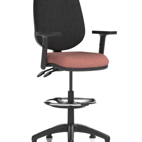 Eclipse Plus II Task Operator Chair in Bespoke Rivet Forge with black back and hi-rise draughtsman kit.