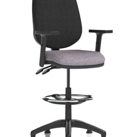 Eclipse Plus II Task Operator Office Chair in Bespoke Rivet Fuse with black back and hi-rise draughtsman kit.