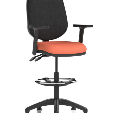 Eclipse Plus II Task Operator Chair, Bespoke Quest Crab seat, black back, with Hi Rise Draughtsman Kit and adjustable height.