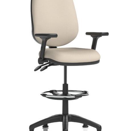 Eclipse Plus II Task Operator Office Chair in Bespoke Quest Salt with matching back, featuring Hi Rise Draughtsman kit.