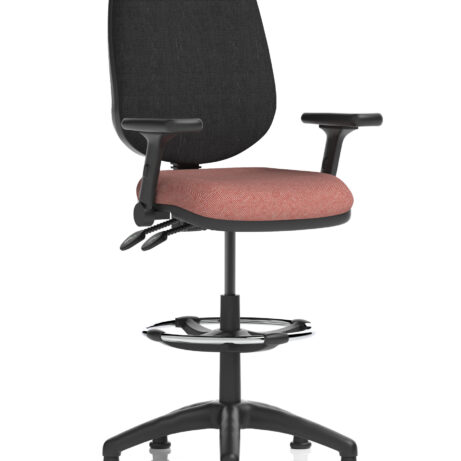 Eclipse Plus II Task Operator Chair with Bespoke Rivet Forge seat and black back, featuring a hi-rise draughtsman kit.