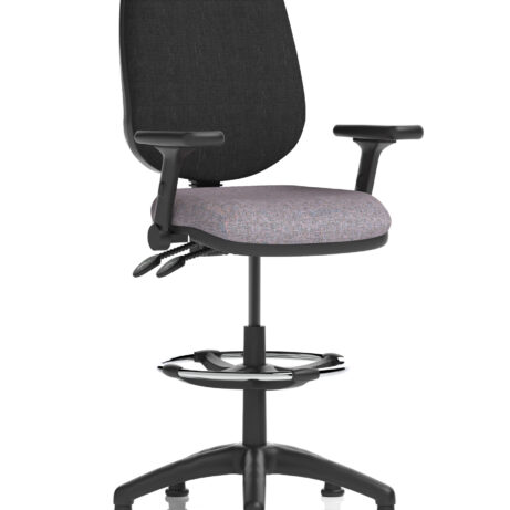 Eclipse Plus II Task Operator Chair in Bespoke Rivet Fuse with Black back, includes Hi Rise Draughtsman Kit.