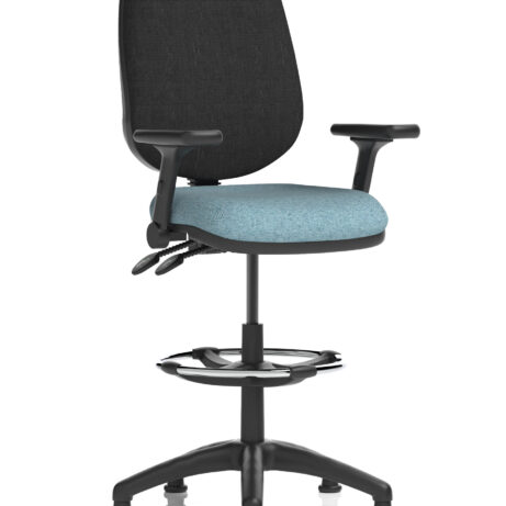 Eclipse Plus II Task Operator Office Chair with Hi Rise Draughtsman Kit, Bespoke Rivet Quench seat, Black back.
