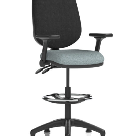 Eclipse Plus II Task Operator Office Chair, Bespoke Rivet Tensile seat, black back, with Hi Rise Draughtsman Kit.
