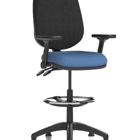 Eclipse Plus II Task Operator Chair in Bespoke Quest Limpet with black back, featuring a hi-rise draughtsman kit.