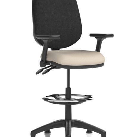 Eclipse Plus II Task Operator Chair in Bespoke Quest Salt with black back and Hi Rise Draughtsman Kit.