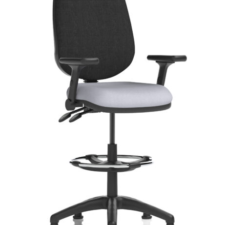 Eclipse Plus II Task Operator Chair with Bespoke Quest Shell seat and black back, featuring a hi-rise draughtsman kit.