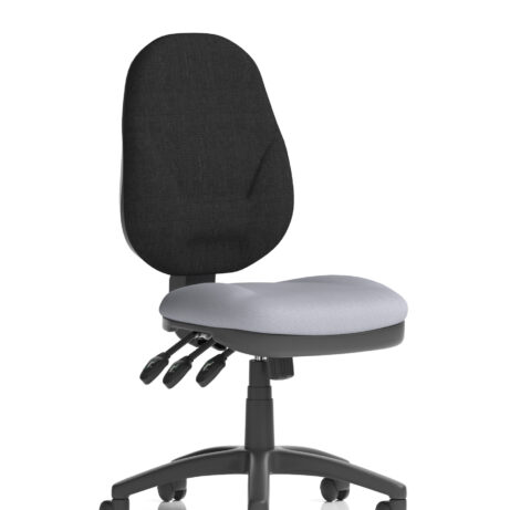 Eclipse Plus XL High Back Task Operator Office Chair, Bespoke Quest Shell, no arms, adjustable height, grey seat.