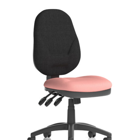 Eclipse Plus XL High Back Task Chair with no arms in Bespoke Quest Shrimp upholstery and a black fabric back.