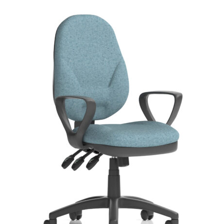 Eclipse Plus XL High Back Task Operator Office Chair with Loop Arms in Bespoke Rivet Quench upholstery.