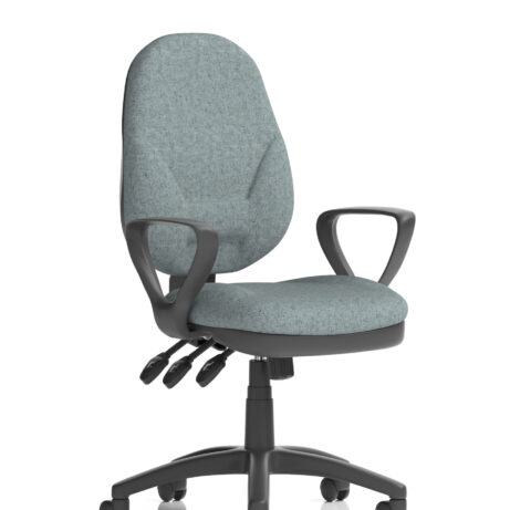 Eclipse Plus XL High Back Task Operator Chair with Loop Arms, Bespoke Rivet Tensile fabric, in grey color.