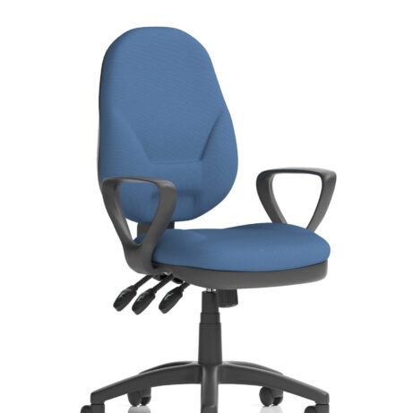 Eclipse Plus XL High Back Task Operator Chair with loop arms in Bespoke Quest Limpet blue upholstery.