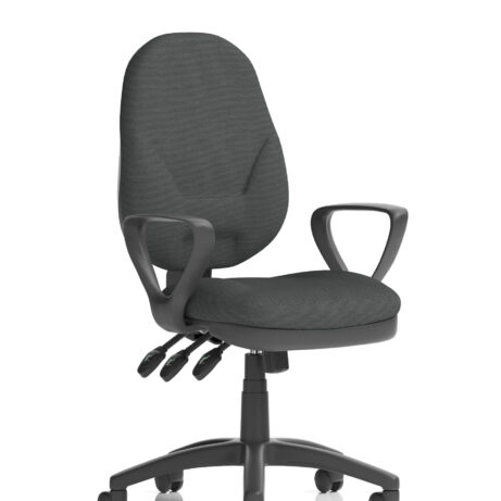 Eclipse Plus XL High Back Task Operator Chair, Bespoke Quest Mussel, with loop arms and adjustable height.