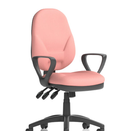 Eclipse Plus XL High Back Task Office Chair in Bespoke Quest Shrimp with loop arms and adjustable settings.