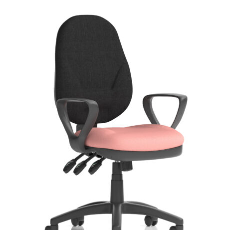 Eclipse Plus XL High Back Task Operator Chair, with loop arms, in Bespoke Quest Shrimp upholstery.