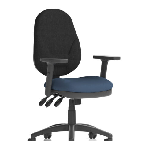 Eclipse Plus XL High Back Task Operator Office Chair, height adjustable arms, bespoke quest whelk upholstery, black back.