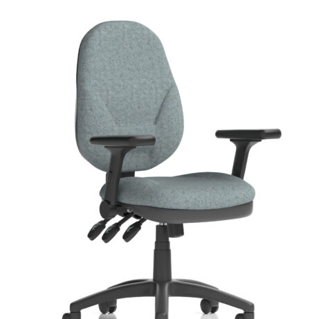 Eclipse Plus XL High Back Task Operator Chair in Bespoke Rivet Tensile with height adjustable and folding arms.