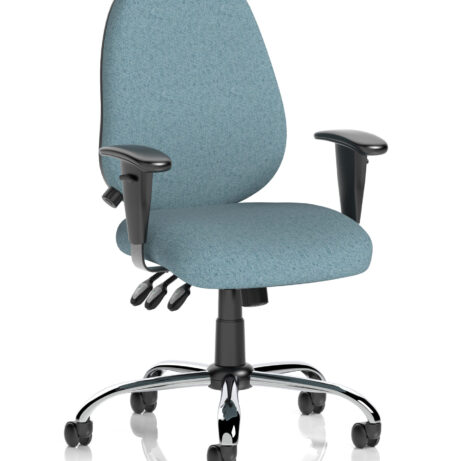 Lisbon Medium Back Task Operator Chair in Bespoke Rivet Quench with height adjustable arms and chrome base.