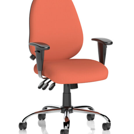Lisbon Medium Back Task Operator Office Chair in Bespoke Quest Crab with height adjustable arms and chrome base.