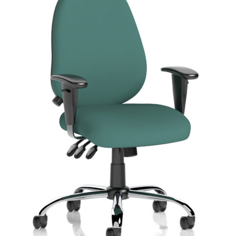 Lisbon Medium Back Task Operator Office Chair in Bespoke Quest Kelp with height adjustable arms and chrome base.