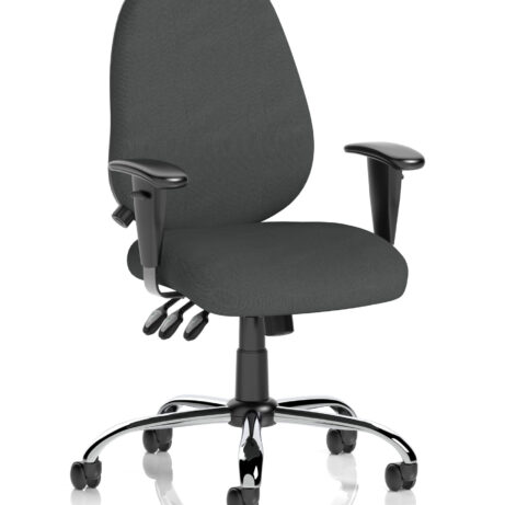 Lisbon Medium Back Task Operator Office Chair in Bespoke Quest Mussel with height adjustable arms and chrome base.