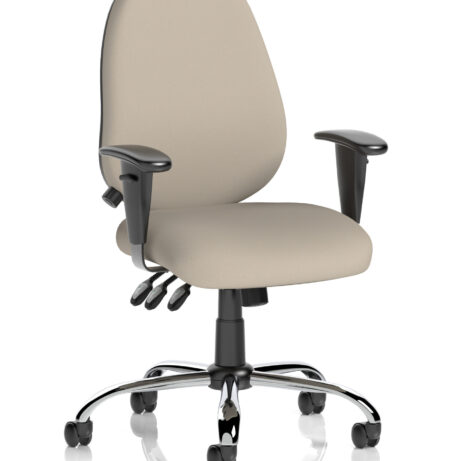 Lisbon Medium Back Task Operator Office Chair in Bespoke Quest Salt with height adjustable arms and chrome base.