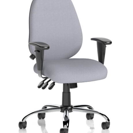 Lisbon Medium Back Task Operator Chair in Bespoke Quest Shell with height adjustable arms and chrome base.