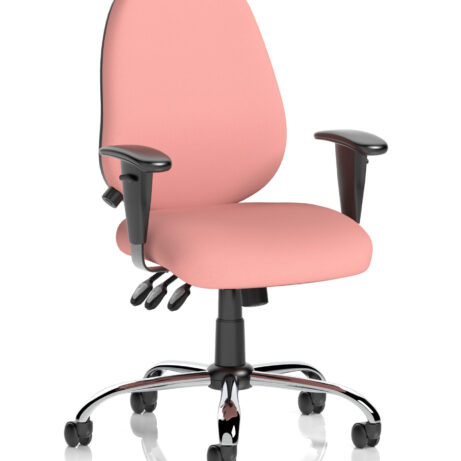 Lisbon Medium Back Task Operator Office Chair in Bespoke Quest Shrimp with height adjustable arms and chrome base.