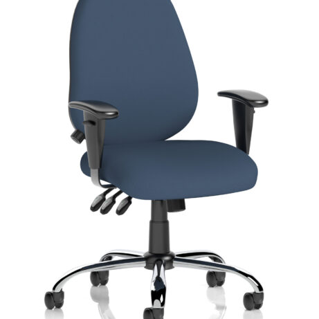 Lisbon Medium Back Task Operator Office Chair in Bespoke Quest Whelk with height adjustable arms and chrome base.