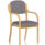 Madrid Wooden Frame Visitor Chair with arms in Bespoke Rivet Fuse colour, featuring a grey fabric seat and backrest.