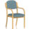 Madrid Wooden Frame Visitor Chair with Arms in Bespoke Rivet Quench, featuring a blue upholstered seat and back.