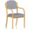Madrid Wooden Frame Visitor Chair with arms, bespoke quest shell colour, upholstered gray seat.