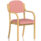 Madrid Wooden Frame Visitor Chair with arms in Bespoke Quest Shrimp upholstery and light wooden frame.