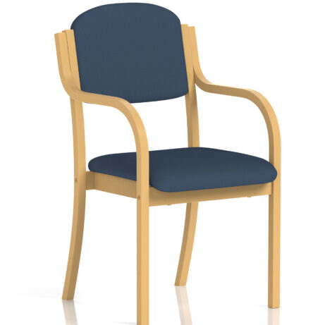 Madrid Wooden Frame Visitor Chair with Arms, bespoke Quest Whelk colour, features a wooden frame and cushioned seat.
