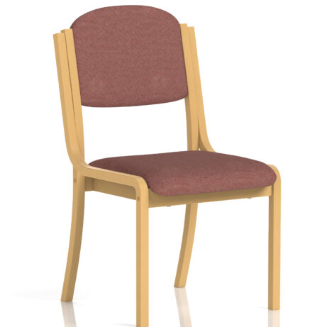 Madrid Wooden Frame Visitor Chair, Bespoke Rivet Forge upholstery, without arms, featuring a natural wood finish.
