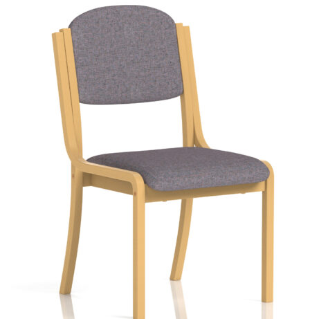 Madrid Wooden Frame Visitor Chair with Arms, Bespoke Rivet Fuse colour, no arms, featuring a grey upholstered seat and back.