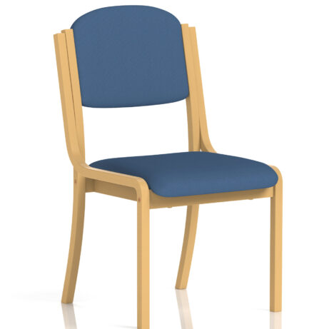 Madrid Wooden Frame Visitor Chair, bespoke Quest Limpet colour, without arms, featuring a natural wood frame.