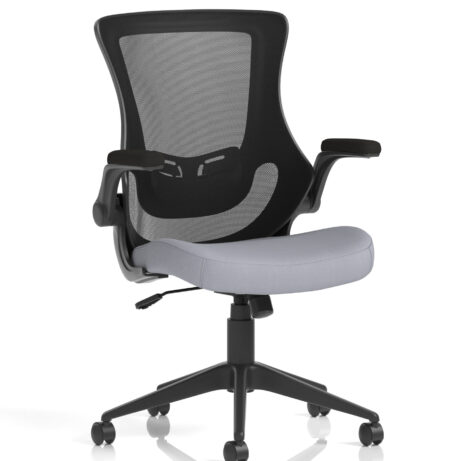 Orbit Black Mesh Back Chair with Bespoke Colour Seat and Quest Shell, featuring adjustable armrests and a five-star base.