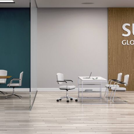 KEY Meet Half Back chair in white upholstery with cantilever frame, designed for flexible meeting and conference spaces.
