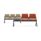 KIND Beam reception seating, modular 5-seat unit in faux leather with red and beige upholstery and black frame.