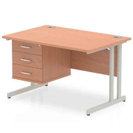 Impulse 1200mm Cantilever Straight Desk With Single Fixed Pedestal