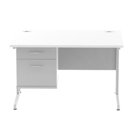 Impulse 1200mm Cantilever Straight Desk With Single Fixed Pedestal