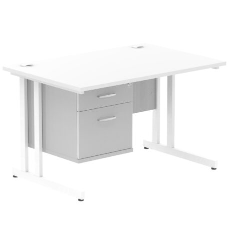 Impulse 1200mm Cantilever Straight Desk With Single Fixed Pedestal
