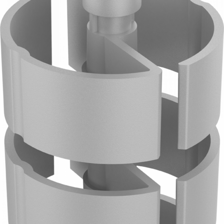 Cable Spine in grey, featuring two compartments, a cable exit, and a weighted base, measuring 745mm in length.